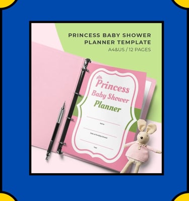 Baby shower planner printable PDF pages — checklist, timeline, budget, guest list, games — A4 and US