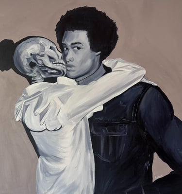 The Kiss of Death Size: 24" x 24" Medium: Acrylic on Canvas Description: Kiss me, and if I die in yo