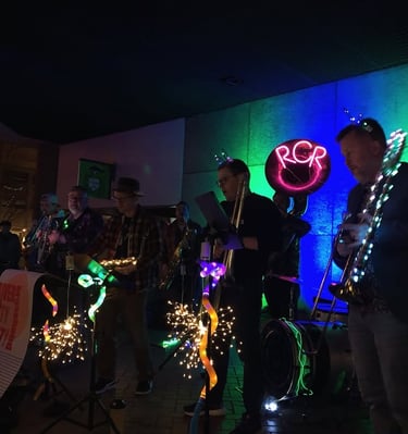 portland winter light festival, river city riot brass band, mardi gras, new orleans music