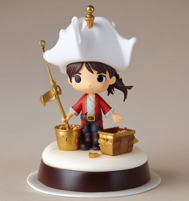 topper de torta en porcelana fria con motivo Rapunzel con su largo cabello rubio y su mascota