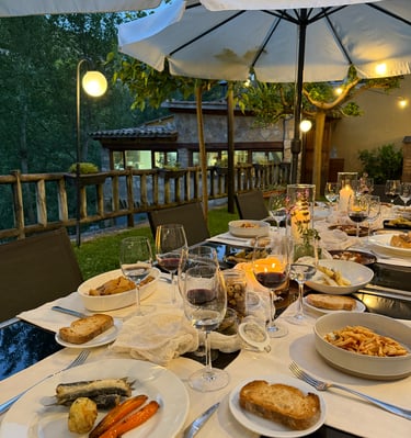 cena en el jardín