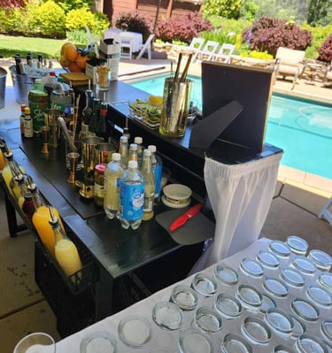 Elegant White bar set up for memorial party