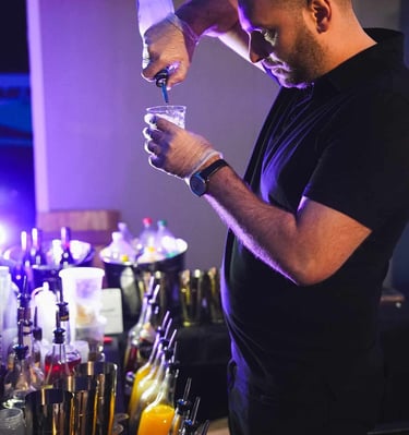 Bartending at night event outdoors