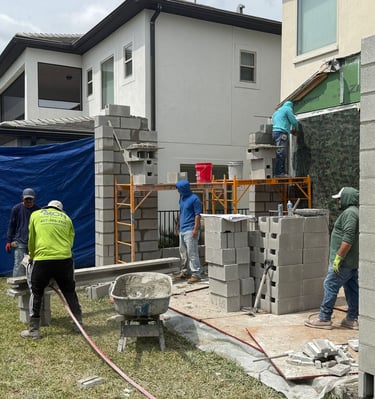FC Innovations team rebuilding porch framework from the ground up — expert residential remodeling in