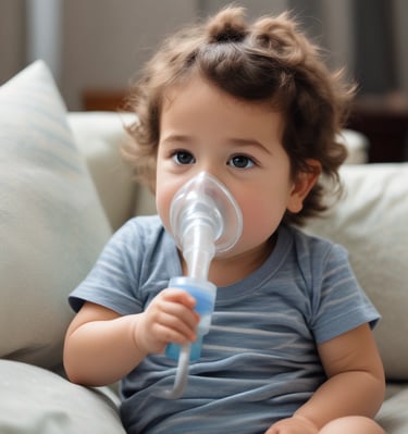 A pediatric nebulizer with colorful accessories for children.
