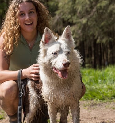 Maiya, a dog walker in harrogate with a dog