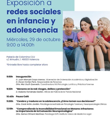 “Exposición a redes sociales en infancia y adolescencia” 🗓 Miércoles, 29 de octubre ⏰ De 9:00 a 14