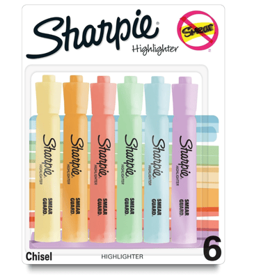 a set of six sharpie highlighter pens with a white background