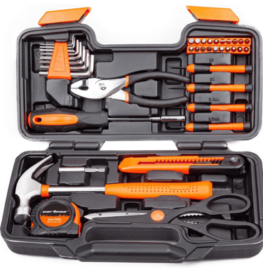 a tool kit with tools and tools in a case
