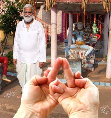 Sri Amritananda walking in the Meru Temple