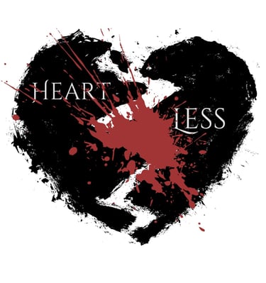a heart shaped piece of art with a blood splattered heart