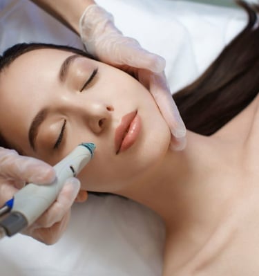 a woman getting a facial lift in a beauty salon