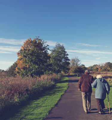 Senjorai išėjo pasivaikščioti pėščiūjų taku.
