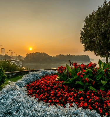 Prienai, vaizdas į tiltą per Nemuno upę