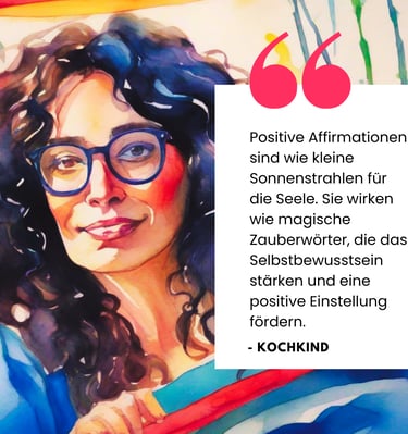 a woman with glasses and a quote about positive affirmation