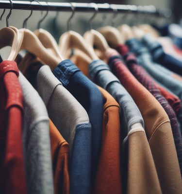 A collection of colorful fabrics showcased in the store.