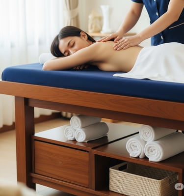 a woman getting a massage at a spa