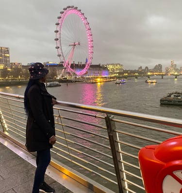 Lady looking at the London Eye