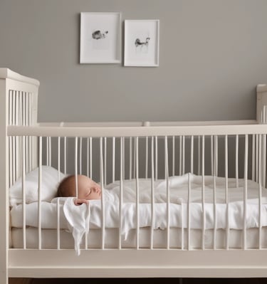 A cozy nursery corner with soft pastel colors and a crib filled with plush toys.