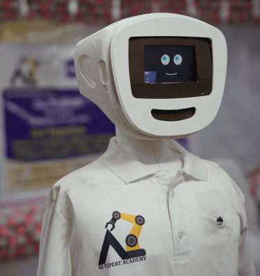 a robot with a face mask on it