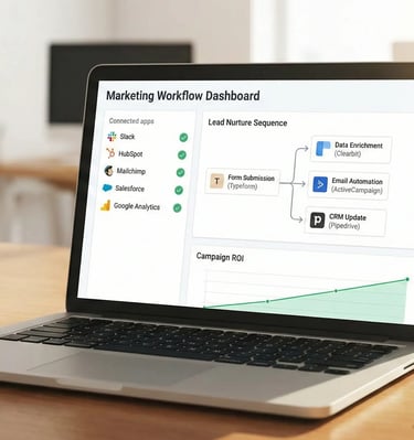 Dashboard of SaaS tools integration showing streamlined marketing workflows