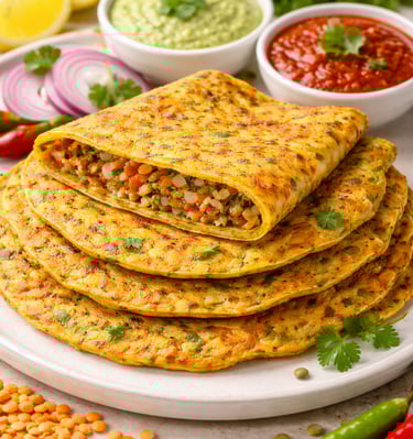 red lentil chilla roll