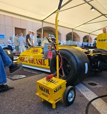 a yellow historic race car F1 Motorsport fabrication