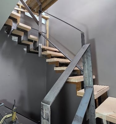 a staircase casement with a metal staircase casement