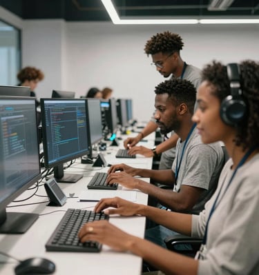 Team members celebrating a project milestone with smiles and high-fives.