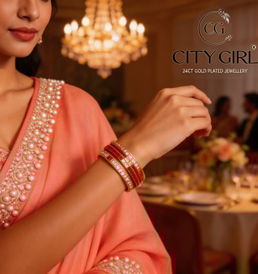 citybangles.in - Citgirl jewellery 18 Carat Gold plated Bridal wear bangle sets Red with AD