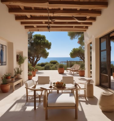 Local fishermen's boats resting gently on the serene shore under a bright summer sky.