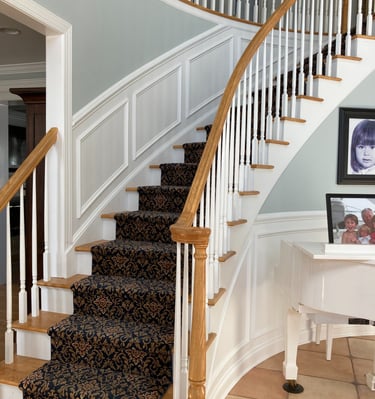 Custom staircase wainscoting and wall paneling in Monmouth County NJ
