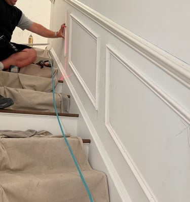 Wainscoting installation in progress in Monmouth County NJ