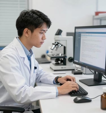 Minimalist workspace with multiple screens displaying data analytics dashboards.