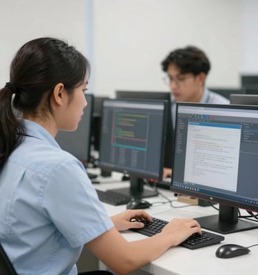 Close-up of a sleek robotic arm assembling a circuit board under soft lighting.