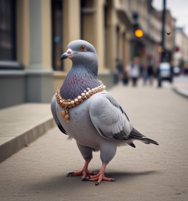 A pigeon dressed as a tiny chef, proudly holding a miniature spatula.