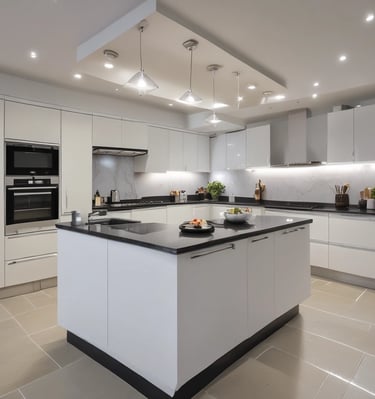 Interior renovation with new electrical fittings and stylish lighting fixtures installed.