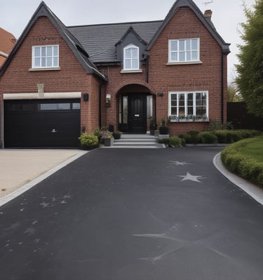 A freshly paved block driveway with clean lines and neat edging under soft daylight.