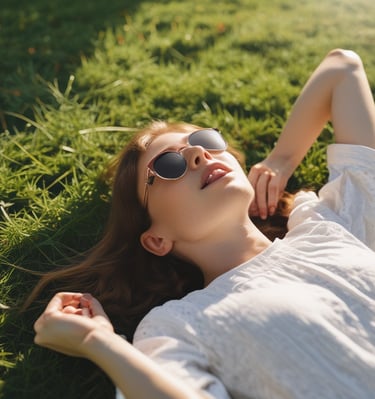 A peaceful outdoor setting with a yoga mat and nature surrounding, inviting calm.