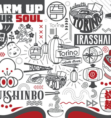Custom wall mural design portfolio showcasing creative wallpaper artwork for offices, restaurants, c
