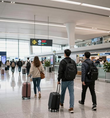 A panoramic mountain view with hikers enjoying the crisp fresh air.
