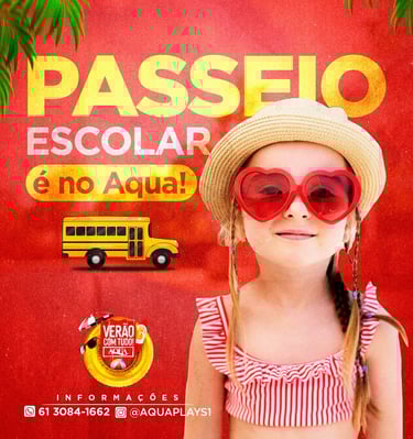 Piscina do Clube AQUA para passeios escolares em Cidade Ocidental, perto de Brasília