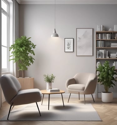 A smiling psychologist engaged in a warm conversation with a client.