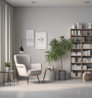 A calm and inviting waiting area with minimalist design and soft colors.