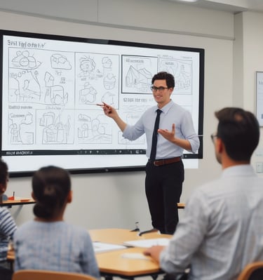 Interactive smart board being used in a bright classroom environment.