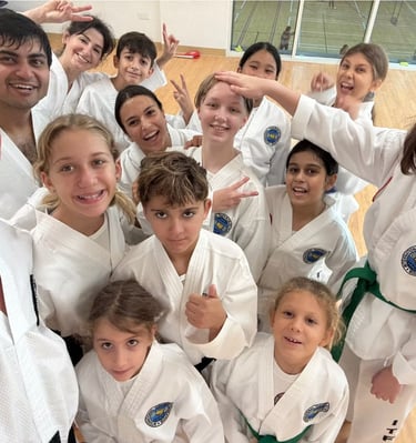 Hwa Rang Taekwon-Do Club in Dubai: students training together for ITF kids taekwondo class