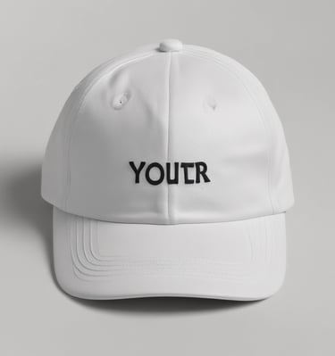 Close-up of a custom embroidered cap with a vibrant company logo.