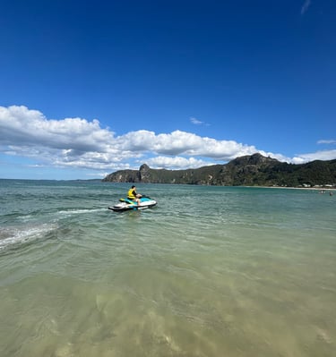 a happy rider on a rent a ski rental jetski