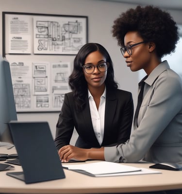 Image of a team meeting at pff helpdesk discussing IT solutions around a conference table.