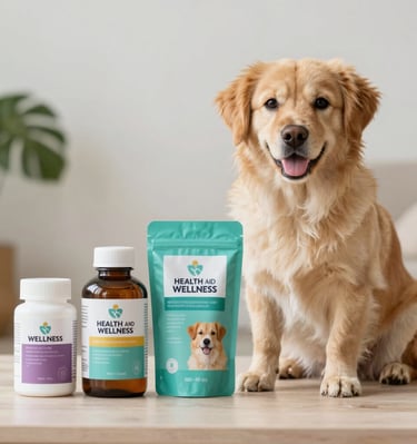 Veterinary instruments neatly arranged on a blue celeste background.